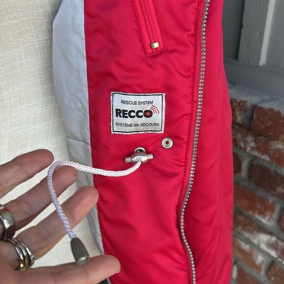 Red Ski Jacket with Silver Accents and Insulation - Picture 4 of 12